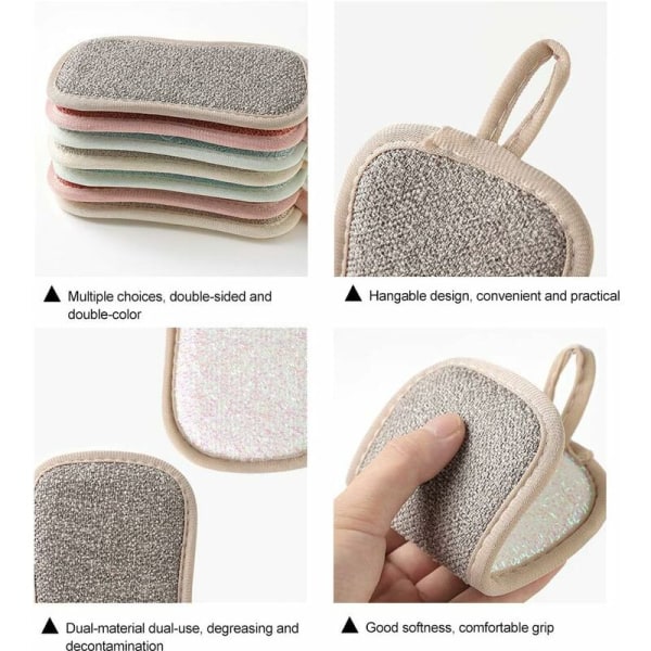 4 Pack Dishwashing Sponges,Microfiber Sponge Scouring Pads,Double