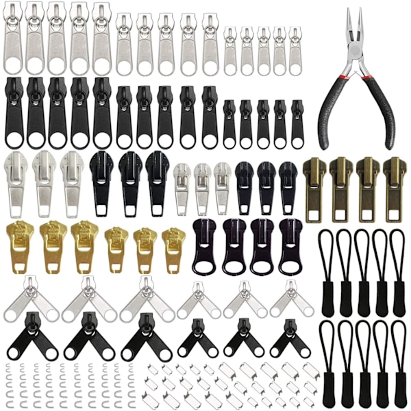 Replacement Zipper Repair Kit with Zipper Pliers and Extension Pullers for