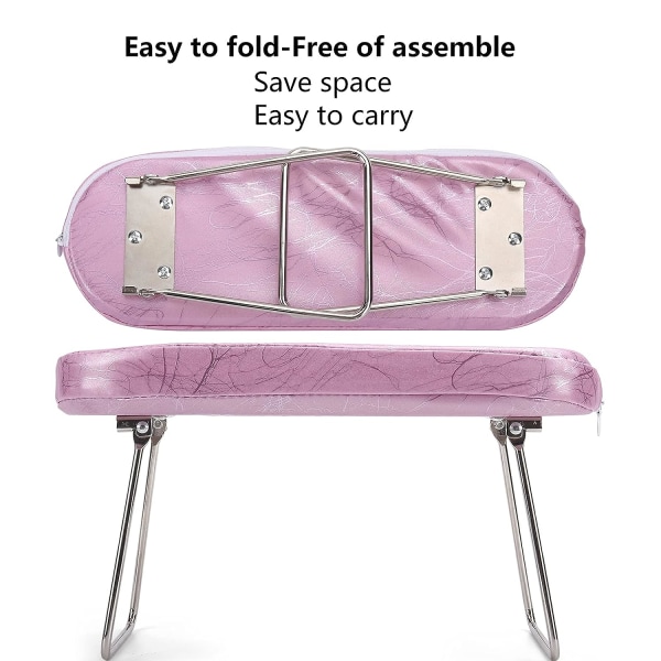 Nagelkudde Handstöd, Mikrofiber Läder Nagel Armstöd Kudde Fäste, Fällbar Professionell Nagelkonst Handkudde, Lämplig för Nagelsalong Skrivbordstekniker (Rosa)