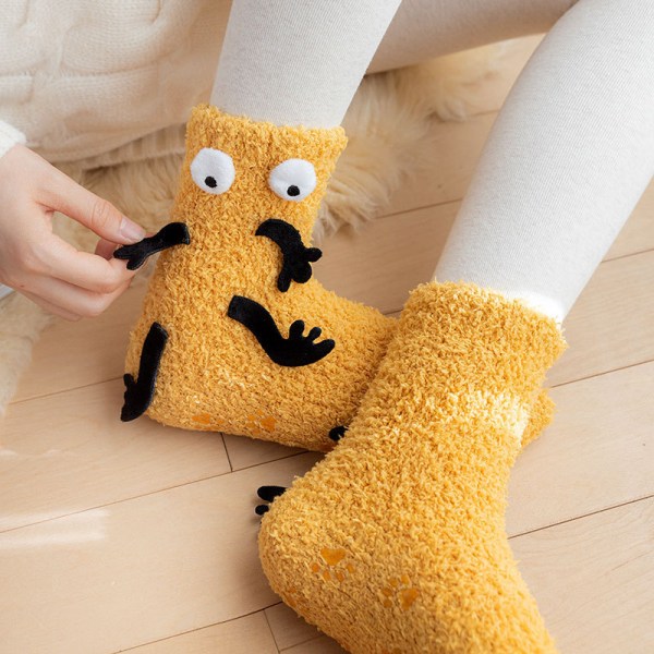 Slipper Socks, plush couple holding hands socks,Lightweight Breat