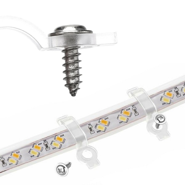 100 LED-nauhakiinnikettä 10 mm leveiden 3528/5050 LED-nauhojen kiinnittämiseen