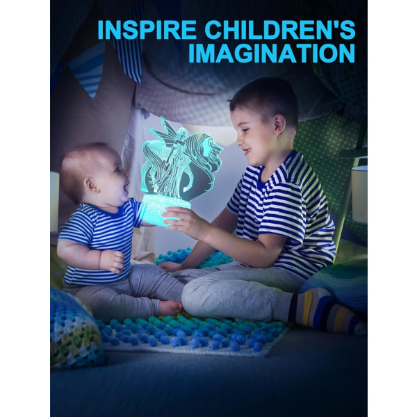 Enhjørning Nattelys til Børn, 3D Nattelys, 16 Farveændringer med Fjernbetjening, Soveværelsesdekoration, Ideel Gave til Børn Piger