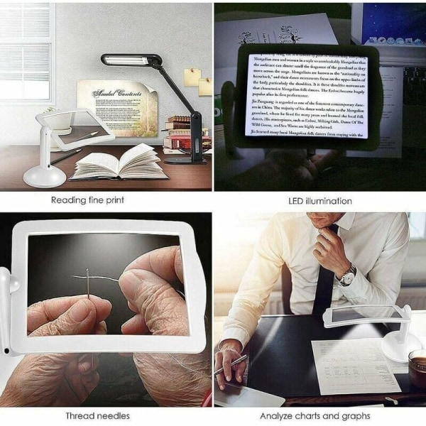 3x Rectangular Magnifying Glass with LED Light, Full Page Magnify