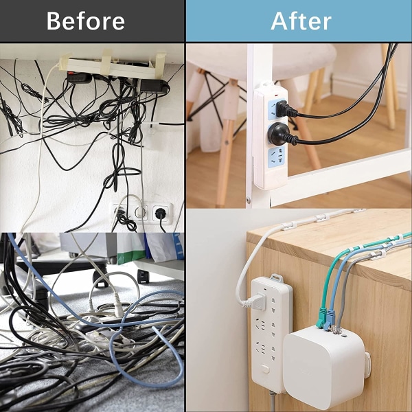 10 st Power Strip Väggfäste, Självhäftande Power Strip Väggfäste, Plast Power Strip Fixering, för Plug in Socket Holder, Power Strip Router, WiFi och Fjärrkontroll