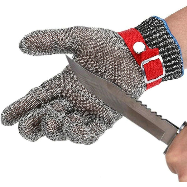 Anti-Cut Handske, Havearbejds Handsker, Rustfrit Stålnet, Arbejdshandske til Slagteri, Træskulptur, Slagter (Størrelse S, 235cm)