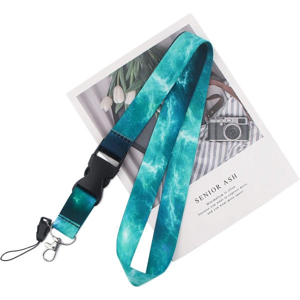 Lanyard for Keys, Aquamarine Stars Milky Way Pattern ID Badge Hol