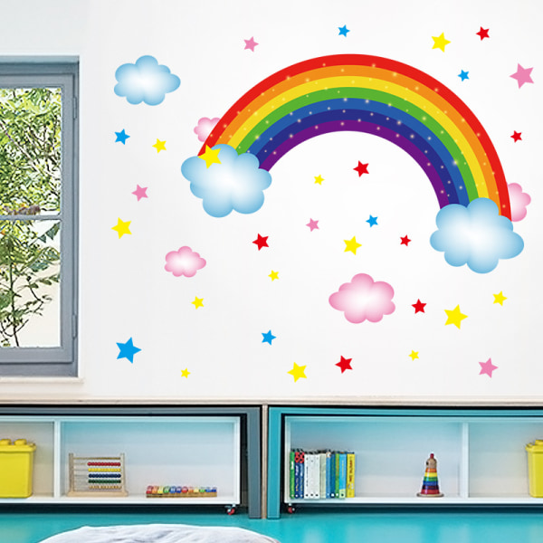 1 st Rainbow Stars Clouds Väggdekaler Moln Stjärna Väggklistermärken Baby