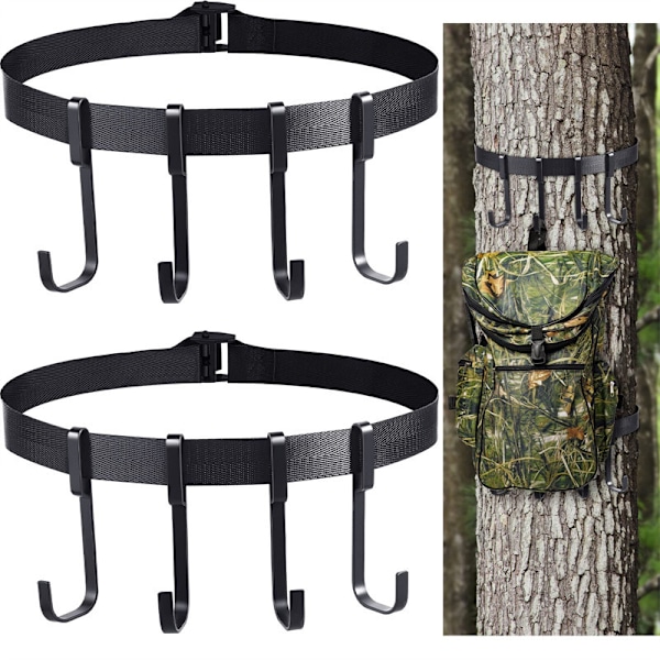 2pcs Treestand Support with Multiple Hook Ratchet Tie Down Straps, Treestan