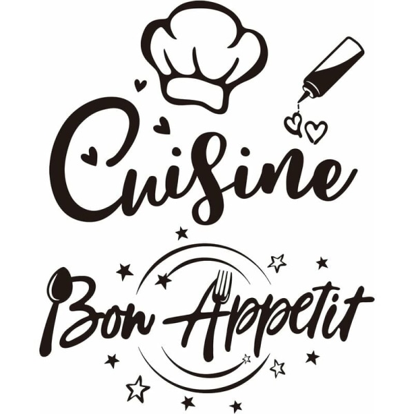 2 sæt vægklistermærker Selvklæbende fransk tekst køkken og Bon App