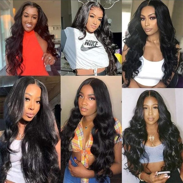 Body Wave Lace Front Peruk Människohår Pre Plockade Blekta Knutar W