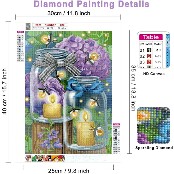 Full diamantmålningssats, DIY 5d eldfluga diamantmålningssats, s