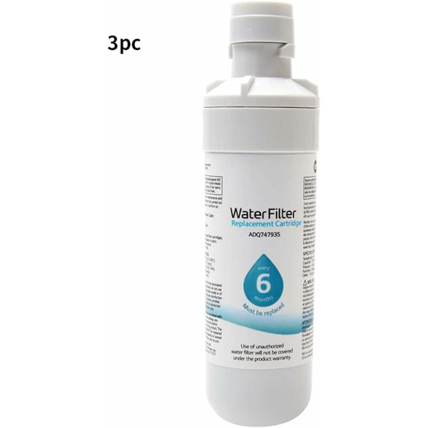 3-pack LT1000P Universal extern vattenfilter för kylskåp, vit