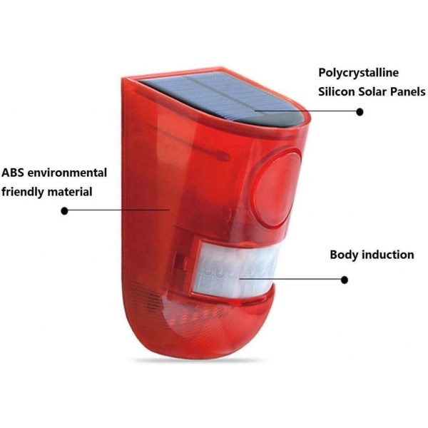 Aurinkokäyttöinen ääni- ja turvahälytysstroboskooppi, 110 dB:n voimakas sireeni