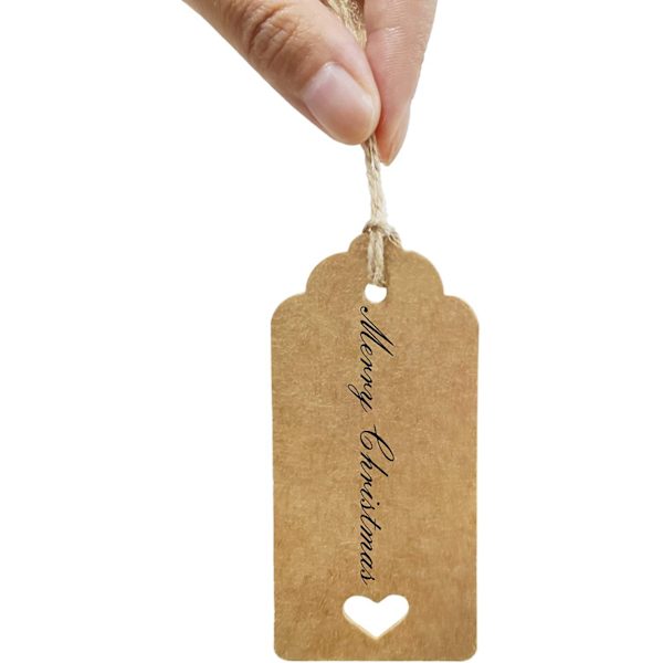 100 st 10x5cm/4x2 tum Kraftpapper Tomma Presentlappar Etiketter med Jute Garn (Brun)