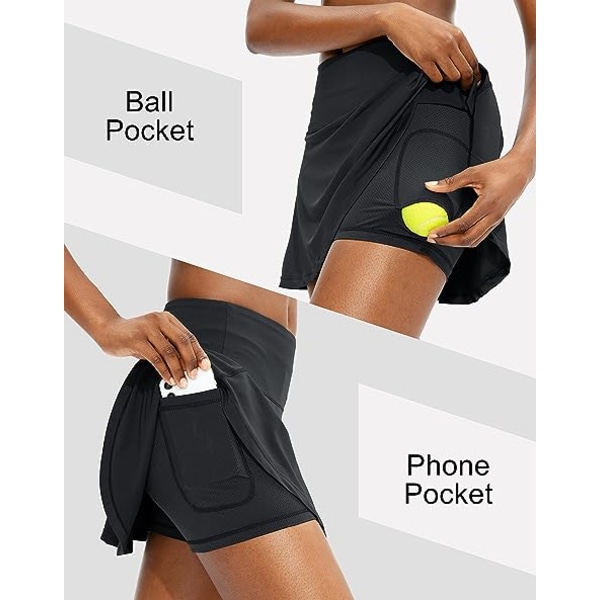 Naisten laskostettu tennishame, 4 taskua naisten korkea vyötärö