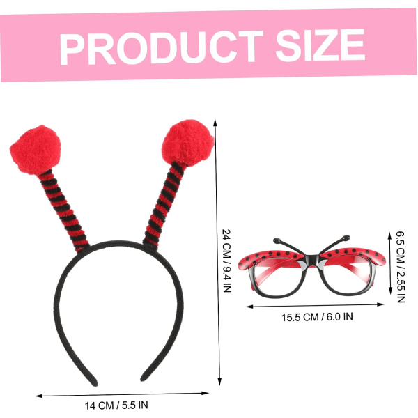 1 Set Ladybug Kostym Cos Kostym Glasögon Kläder Plast