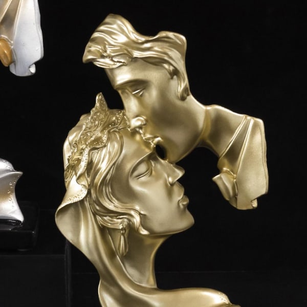Kiss Lover Skulptur Resin Par Staty Figurine Alla hjärtans dag
