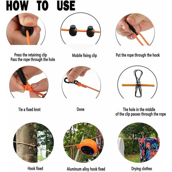 Retractable clothesline for camping, portable, travel clothesline