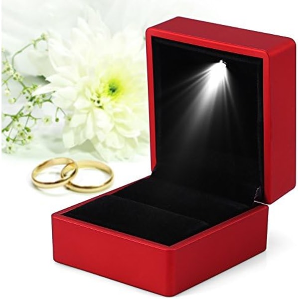 Fashion Ring Box LED Light Up Ring Förvaringsfodral Smyckeshållare (Röd)