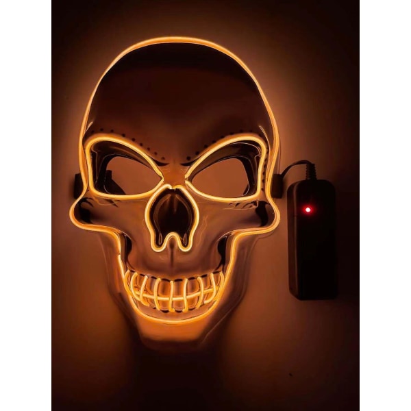 Maske Led Lys Op Maske Halloween Ansigtsmasker, skræmmende masker med 3 L