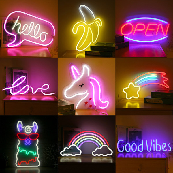 1 kpl Neon-kyltti, Good Vibes -seinävalaisin, koristeellinen viileä valo USB N