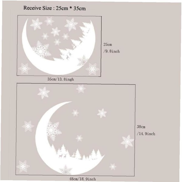 2 stk. Snømåne Statisk Veggklistremerke Vindu Glass Juleklistremerke Hjem Deca
