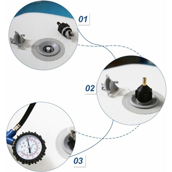 Ventiladapter, Luftpumpe Hurtig Oppustelig Adapter 7,8 X 3,4cm Kompressoradapter til Oppustelig Båd Kajak Kano Paddleboard