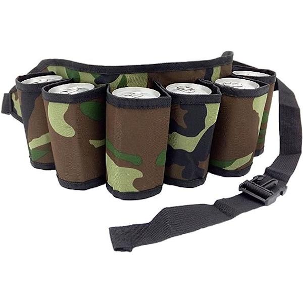 Öl bälte 6 pack hölster justerbar canvas flaska midjeväska (cam