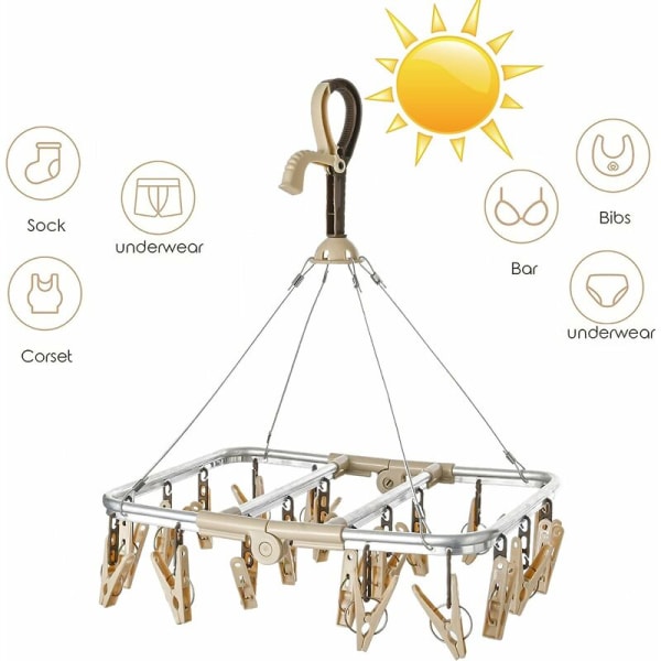 Sock Drying Rack 20 Pegs Anti-rust Sock Drying Rack Underwear Soc