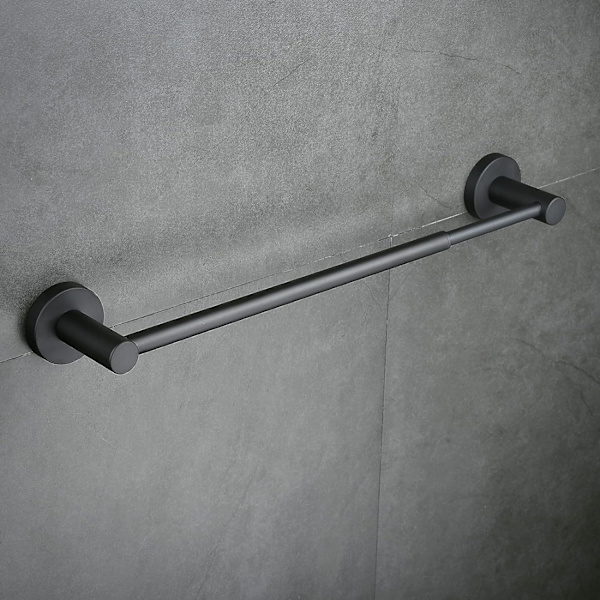 Justerbar handduksstång 39CM till 67CM, väggmonterad badrumshandduksstång, svart