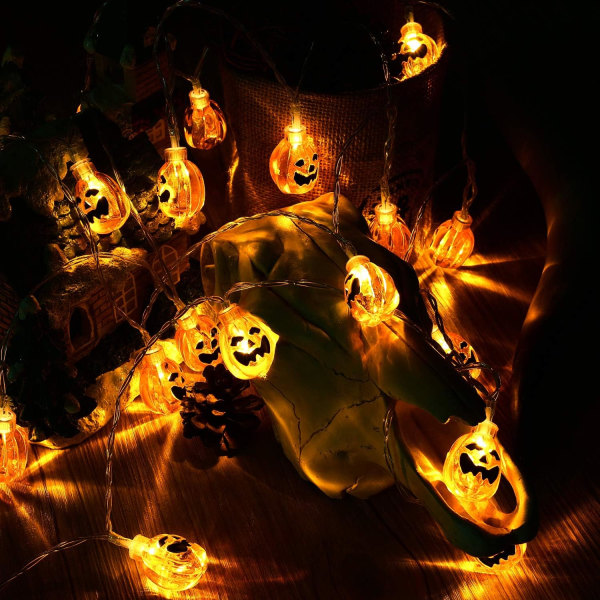 Halloween ljusslinga, 20 LED orange pumpa 3cm akryl pumpa