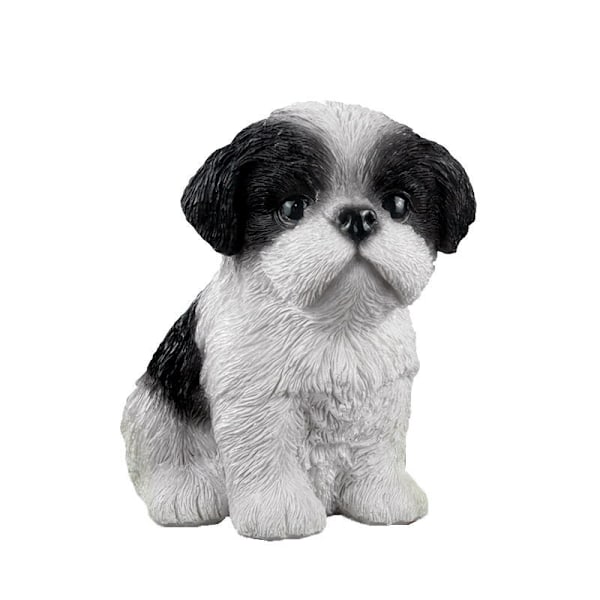 Hartsornament, sittande Shih Tzu-hund - svart/vit