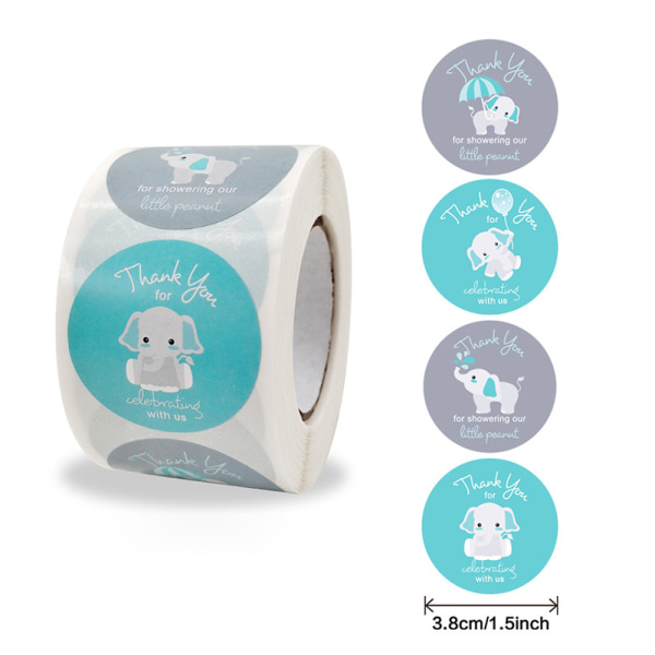 500 THANK YOU stickers on a roll, cute bunny design, great for pa