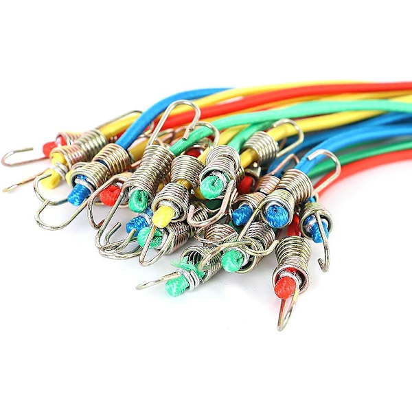20-pack mini - 10-tums gummiband, bungee-snöre krok för cyklar, camping, verktyg, tjära och varor