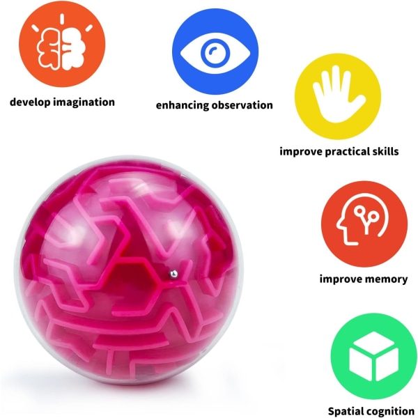 3D Puzzle Toy, Memory Maze Ball Puzzle Toy Gifts for Kids Adults - Low Difficulty Difficult Challenge Game Small Balls Brain Teaser Game, Red