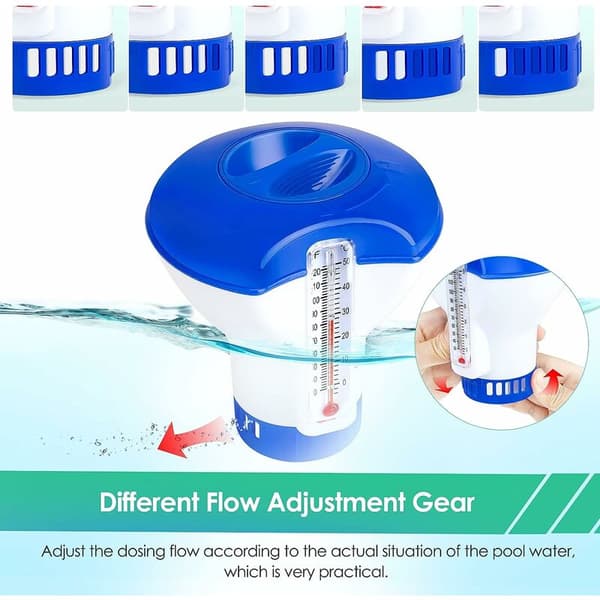 Flydende klor dispenser, automatisk klor doser, flydende spa doser, klor diffusor, swimmingpool kemisk dispenser (med termometer)