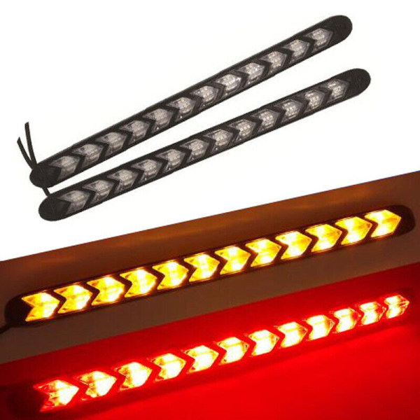 1 par 12 LED bil röd DRL-remsa strålkastarpil blinkers