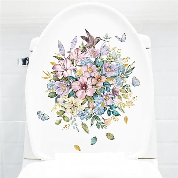 Kukat ja Hummingbird Butterfly Kylpyhuone WC-istuimen kannen tarrat