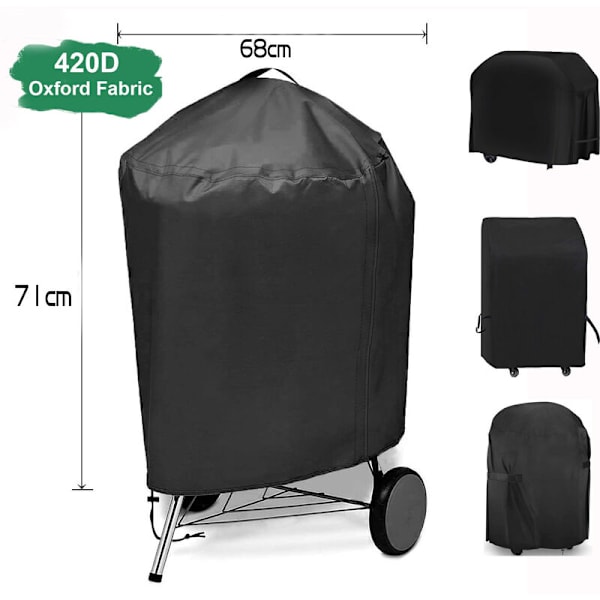 Grillöverdrag, Gasolgrillöverdrag Grillöverdrag BBQ Skyddande Överdrag Anti-UV Vattentät för Weber, Holland, etc (71*68cm),190g