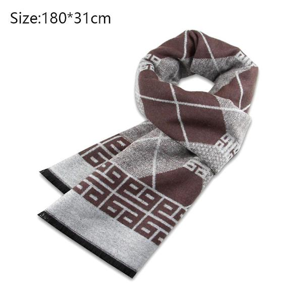 Herr Vinter Cashmere Varm Halsduk Trellis (Kaffebrun)