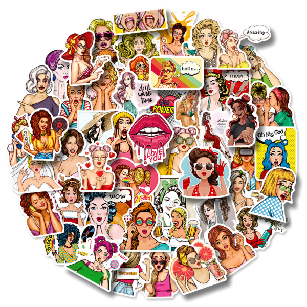 150 pop girl stickers Hip hop pop comics popular suitcase Retro g