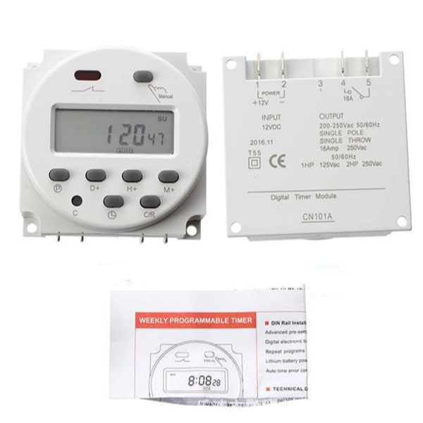 Elektronisk timer 16A program Program LCD-display 60x60x32mm