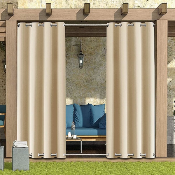 Utendørs gardiner for hage, terrasse, paviljong, pergola, vanntett (1 panel, 52\"*84\", beige)