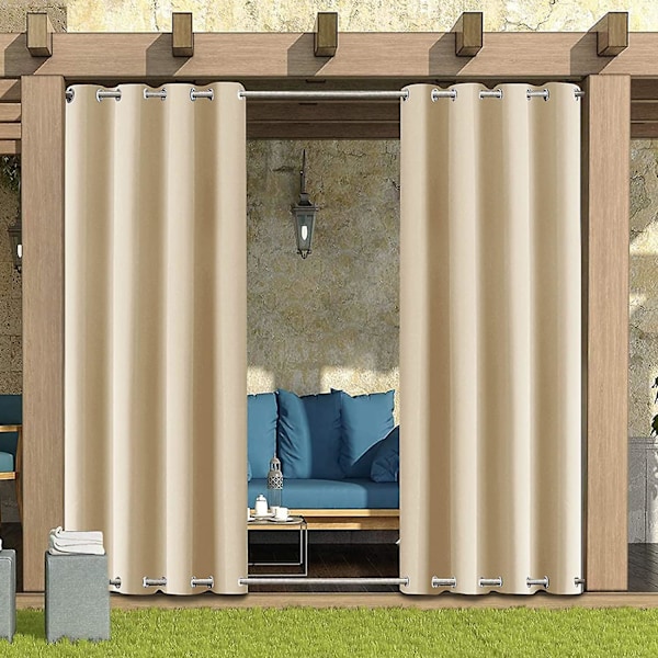 Utomhusgardiner för trädgård, uteplats, paviljong, pergola, vattentäta (1 panel, 52\"*84\", beige)