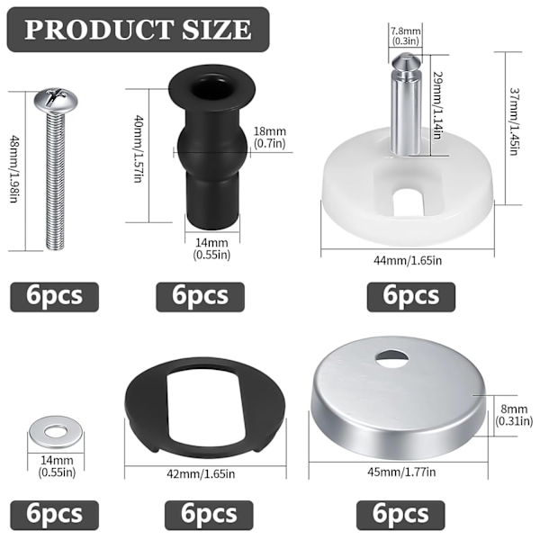 6 kappaletta WC-istuimen kiinnityksiä, universaalit WC-istuimen saranat, WC-istuimen kiinnitys