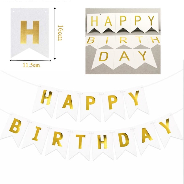 Glitter Happy Birthday Girlande Banner, Til Piger Drenge Fødselsdag