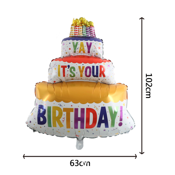 Onnellinen syntymäpäivä ilmapallot sarja Mylar 3 kerroksinen kakku ilmapallot syntymäpäiväjuhlan koristeluun
