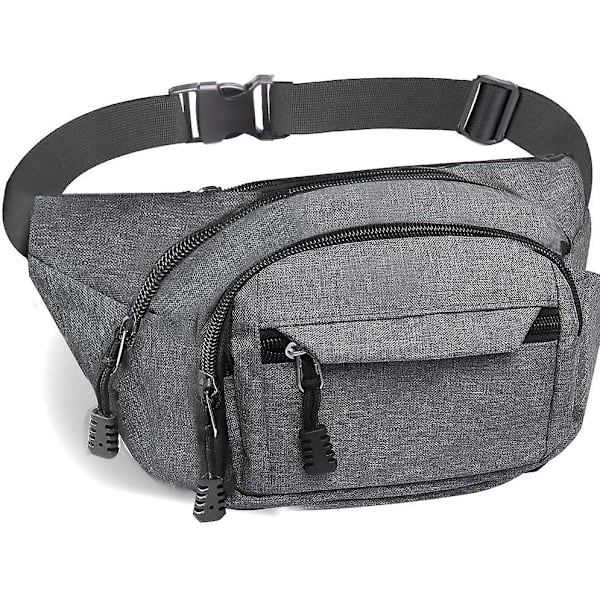 Bumbag midjeväska. Vattentät 4 dragkedjor fickor löpning midjeväska väska