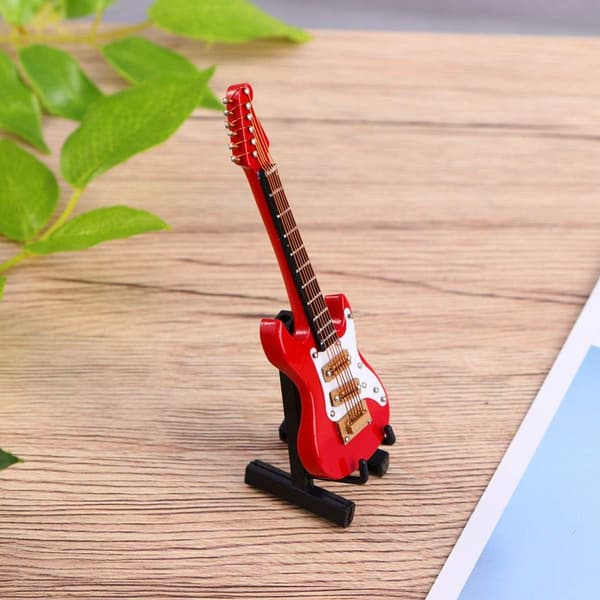 Miniatyr elgitarr gitarrmodell rörlig huvudstock musikinstrument mini