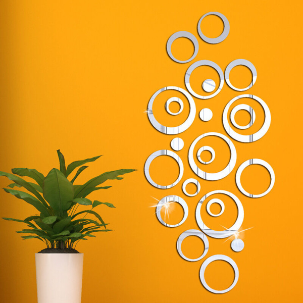 3D Circle Mirror Wall Sticker Selvklæbende i forskellig størrelse Mir